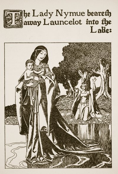 The Lady Nymue beareth away Launcelot into the Lake, illustration from 